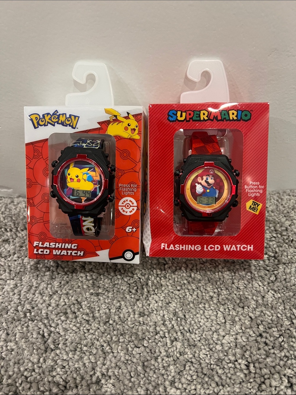Nintendo Super Mario and Pokémon Flashing LCD Watch - Red & Black